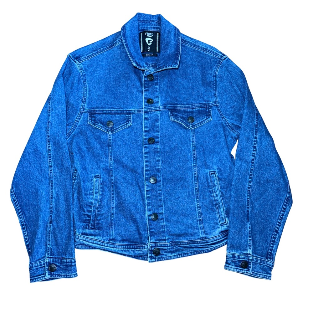 Fried Denim Mens Dark Wash Slim Fit Trucker Jacket Blue Size Medium